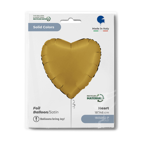 Foil Balloon Heart Satin Gold, 46 cm, Grabo