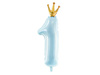 Foil balloon digit 1 with crown, blue, 90cm