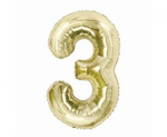 Foil balloon, number 3, gold, champagne, 85 cm.
