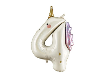Folienballon Zahl 4 Einhorn Creme Roségold 93cm