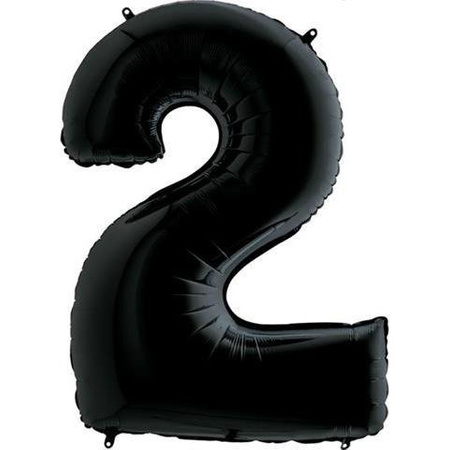 The number 2 Foil balloon, black, 102cm Grabo