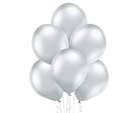 Balony lateksowe B105 Glossy Silver srebrne 30cm, 100 sztuk