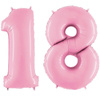 Foil Balloons Birthdays 18 digits, Powder Pink 100cm GRABO, set at eighteen