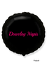 Round foil balloon, black, with a custom message