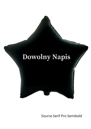 Balon foliowy gwiazdka, czarna, Dowolny napis