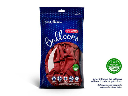 Balony lateksowe Strong, Czerwone, Pastel Poppy Red, 23cm, 100 szt.