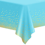 Blue tablecloth in gold confetti 137x274cm