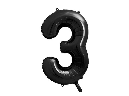 Folienballon Zahl 3 Schwarz, 86 cm