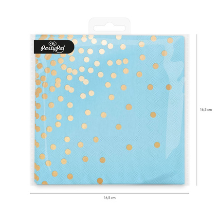 Blue napkins with golden dots 33x33cm, 10 pcs.