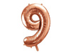 Foil balloon digit '9', 86cm, pink gold