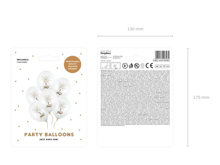 Balony lateksowe IHS I Komunia Święta, Białe Pastelowe, 27cm  (1 op. / 6 szt.)