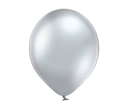 Balony lateksowe B105 Glossy Silver srebrne 30cm, 100 sztuk