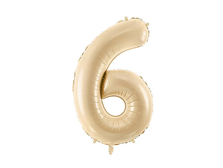 The number 6 Foil balloon, 72cm, beige, cream