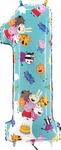 Foil Balloon Number 1, Peppa Pig, 66 cm Grabo
