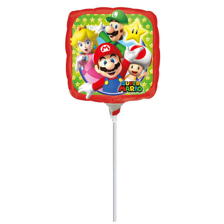 Super Mario Bros foil balloon on a stick of 30 cm