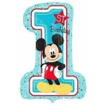 Balon Myszka Mickie, Cyfra 1 na Roczek, Niebieski 71 cm