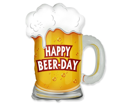 Balon foliowy Kufel Piwa Happy Beer-day na patyk, 35 cm