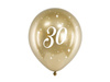 Glossy balloons 30th birthday, golden chrome, 30cm, 6 pcs