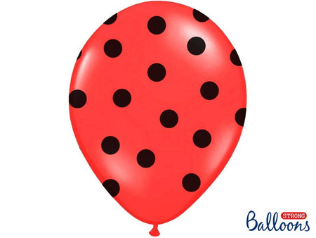 Rote Ballons in Schwarzen Tupfen, 30 cm (1 Pk. / 6-tlg.)