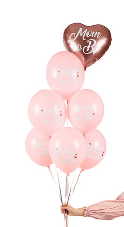 Balony lateksowe Mom to be, pastelowy różowy 30cm, 50 sztuk