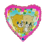 Balon Foliowy kotki, Serce, 46 cm, Grabo
