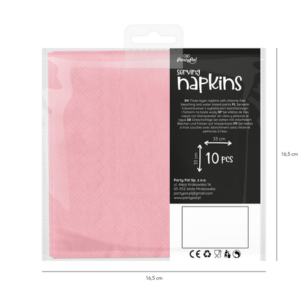 Napkins 1st Birthday Pink, 33x33cm, 10 pcs.