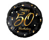 Foil balloon Happy 50 Birthday, black golden print, 46 cm