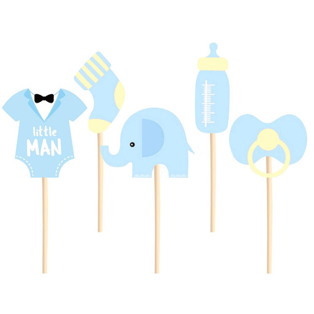 Baby shower toppers for a boy, elephant 5 pcs