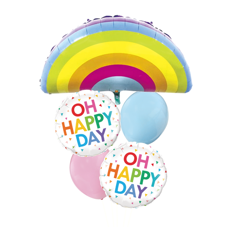 A set of balloons with a rainbow Oh Happy Day, 5 pieces