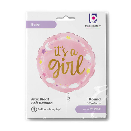 Balon Foliowy - Różowy It's A Girl 46cm