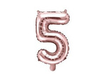 Foil balloon digit '5', 35cm, pink gold