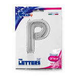 Foil balloon letter P, 66cm, silver