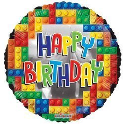 Balon foliowy Klocki Lego Happy Birthday, 46 cm