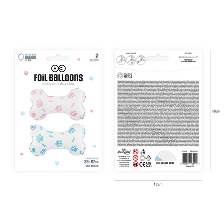 Foil Balloon Dog Bone 39 x 62 cm 2 pcs