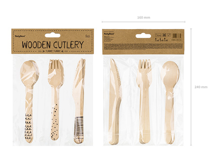 Wooden Cutlery with Black Print – 18-Piece Set