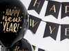 Balloons 30cm, Happy New Year, Black Pastel (1, Op. / 6 pcs.)