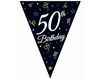 Paper garland, flags, black bunting, 50th birthday, 270 cm