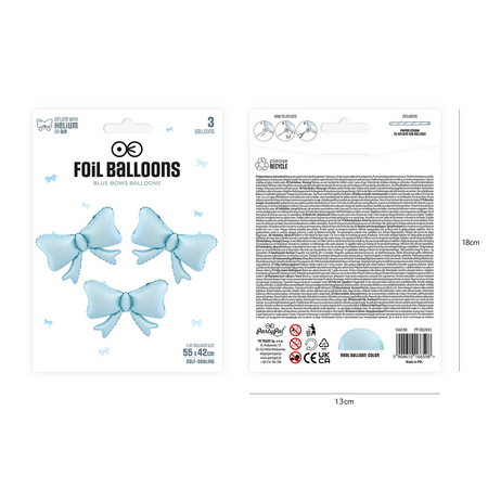Folienballon Schleifen blau 55 x 42cm 3Stk