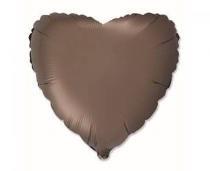 Balon foliowy serce, satynowy, brązowy, 45cm, Flexmetal