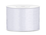 Satin ribbon, white ribbon 50mm / 25m
