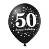 A set of balloons for 50th birthday, black and gold, 30cm, 6 pcs