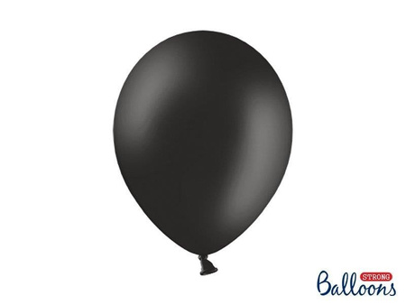 Balony lateksowe Strong, Czarne, Pastel Black, 30cm, 10 szt.