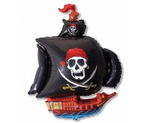 Foil Balloon, Black Pirate Ship, 70 cm