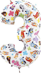 Foil Balloon Number 3, Bluey, 66 cm Grabo