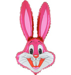 Grabo Pink Bunny Folienballon, 35 cm (14’’) auf Stab
