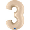 Foil Balloon Number 3, Cream Satin 66cm Grabo