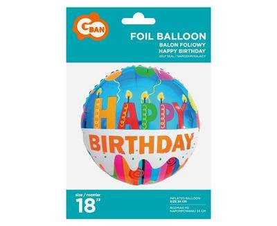 Folienballon, Happy Birthdaykerzen 46 cm