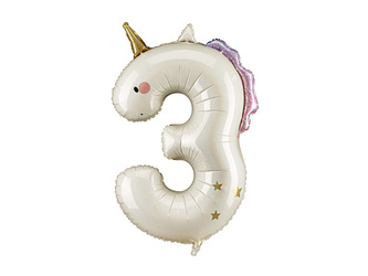 Folienballon Zahl 3 Einhorn Creme Roségold 93cm