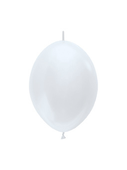 Balony z łącznikiem perłowe, białe, Pearl White, 30 cm, 50szt.