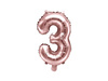 Foil balloon digit '3', 35cm, pink gold